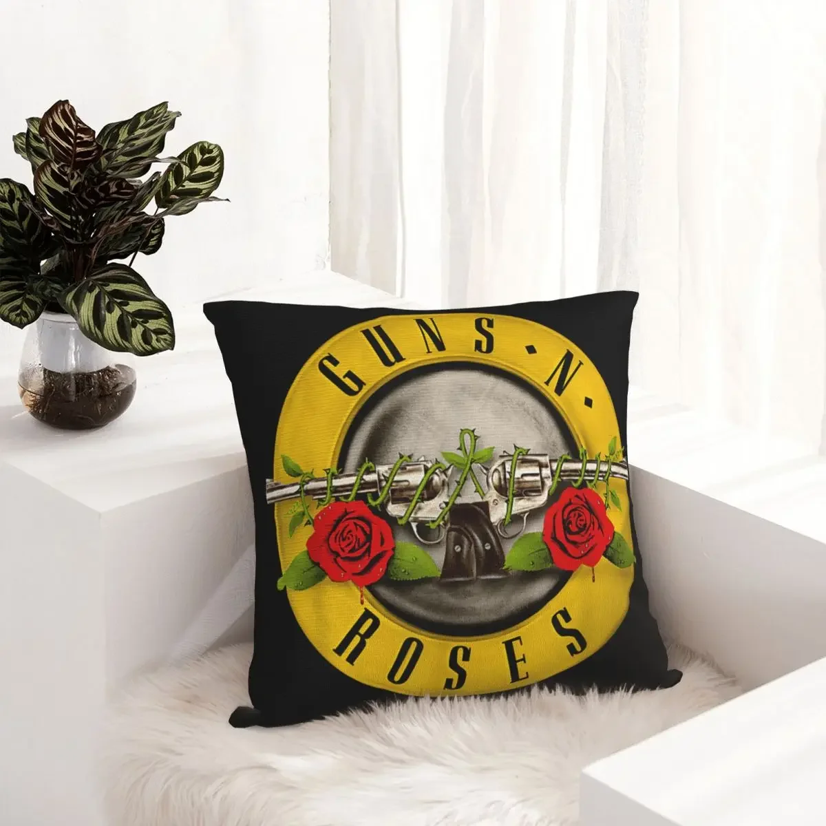 Pistolen N Rozen Bullet Logo Kussensloop Polyester Kussenhoes Decor Zware Metalen Kussensloop Hoes Auto Drop Shipping 18\'