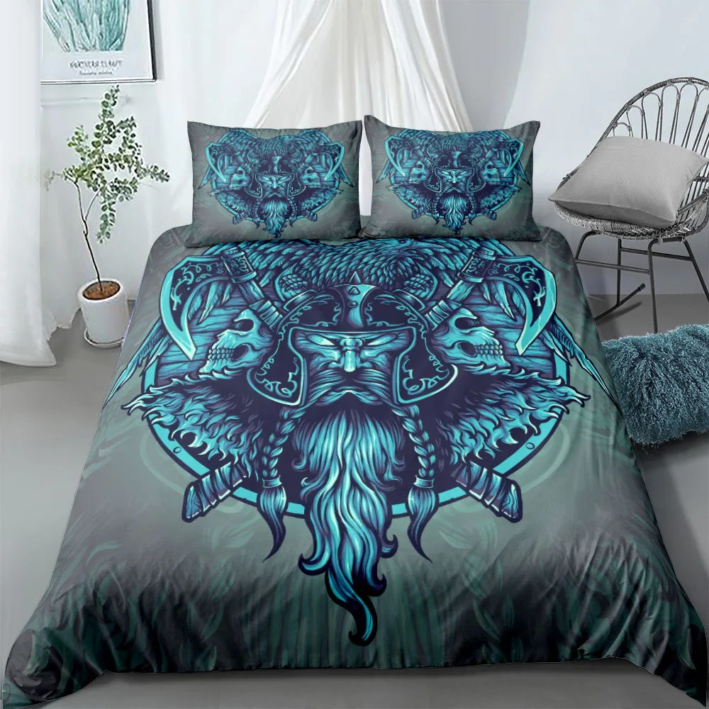 Vikings Yggdrasil Fenrir Wolf Bedding Set King Queen Double Full Twin Single Size Mythology Symbols Runes Bed Linen Set