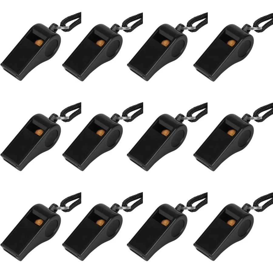 

Plastic Whistle with Lanyard Loud Clear Black Whistles Bulk Great for Coaches Referees and Officials