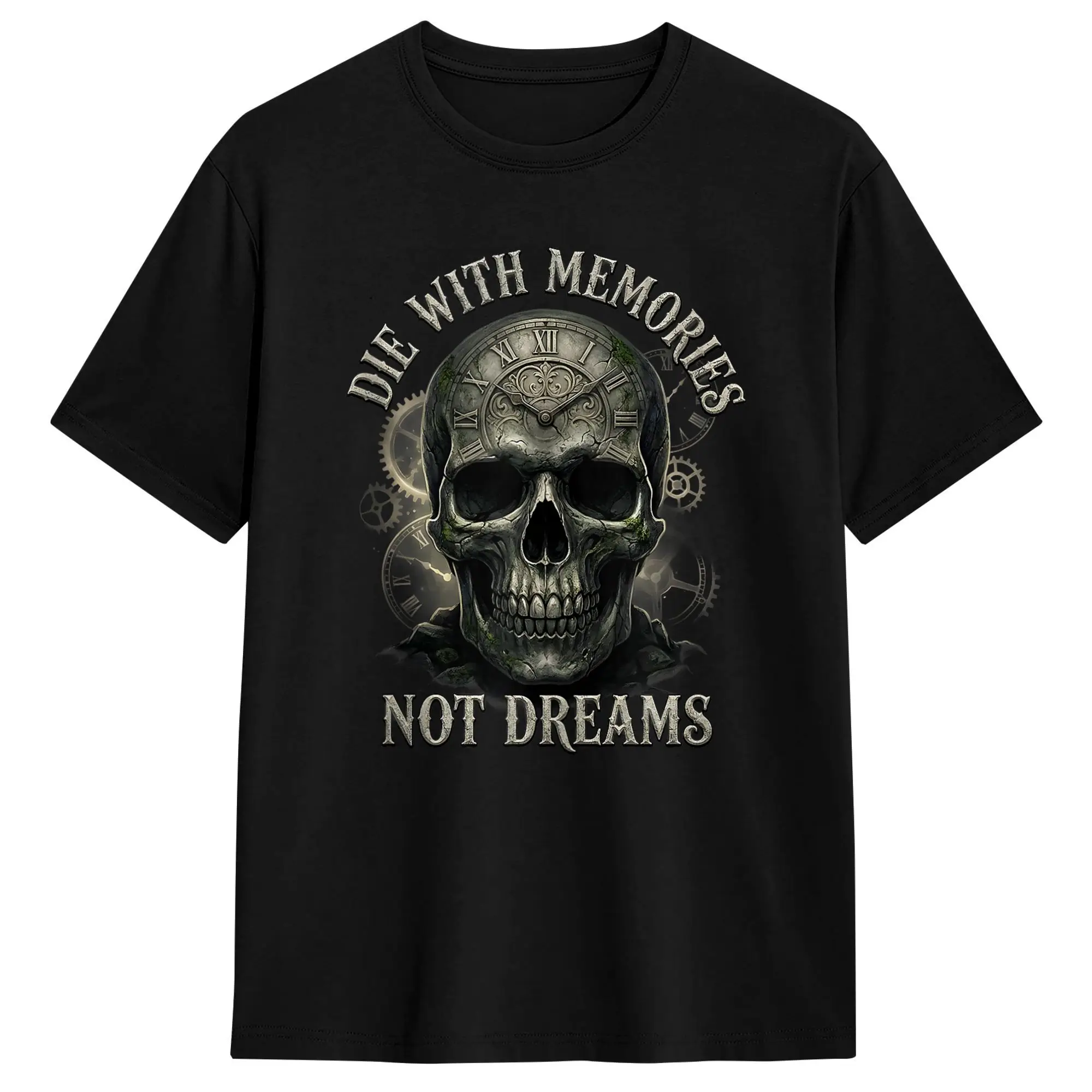 Men's Skeleton Die with Memories Not Dreams T Shirts  Cotton Clothes Cool Short Sleeve Crew Neck Tee Shirt 4XL 5XL T-Shirts