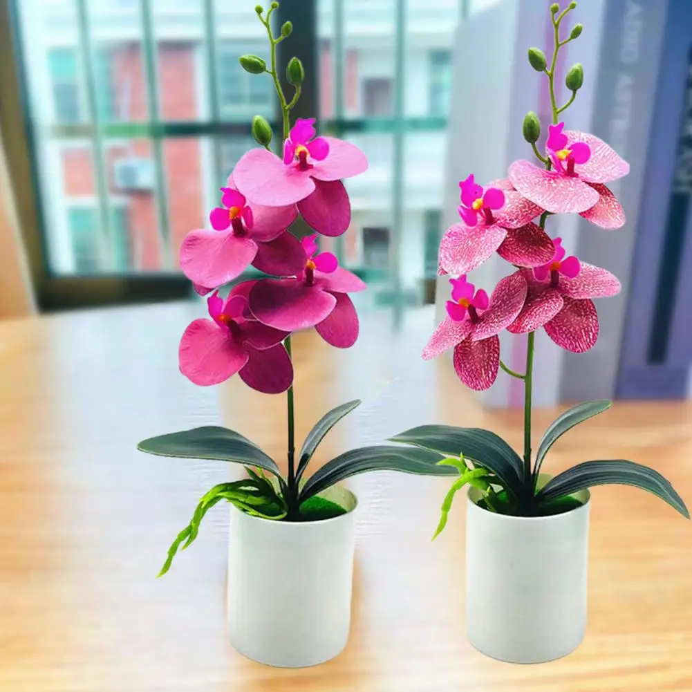 Fake Bonsai Fancy Simulation Reusabl Fresh-keeping Realistic Faux Flower UV-resistant PVC Butterfly Orchid Artificial Flower