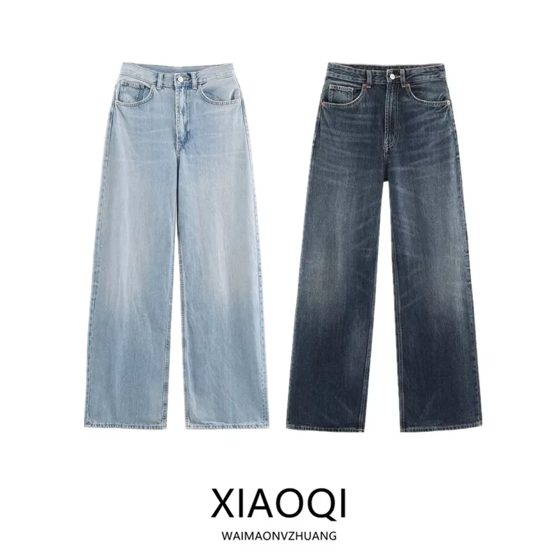 

High Waist Wide Leg Jeans Commute Sle Autumn Winter New Women's Faion Long Pants Loose Fit No Stretch Button Closure