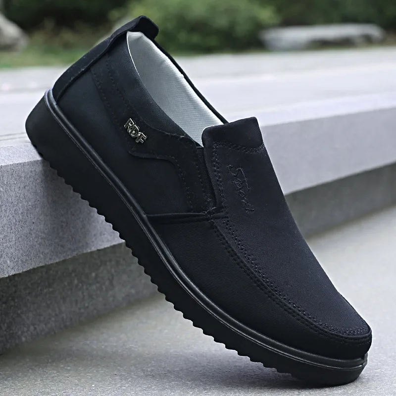 Herren-Slipper aus Canvas, leichte, rutschfeste Loafer, atmungsaktive Freizeitschuhe zum Spazierengehen für ältere Männer. – Detail 6