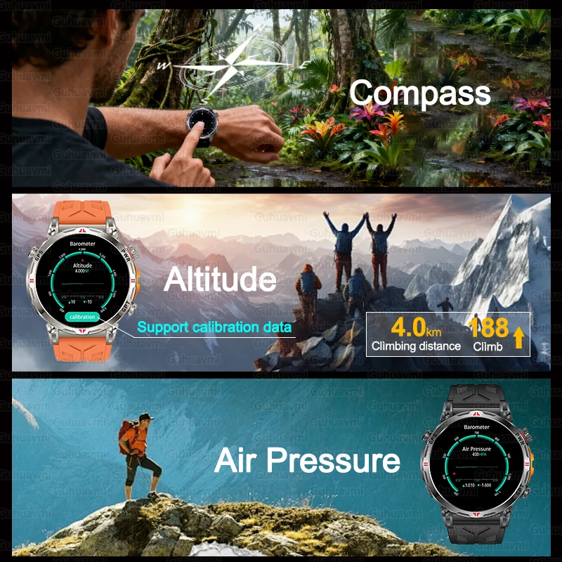 2025 neue Im Freien Militär GPS Smart Uhr Männer 650 mAh Kompass Höhenmesser Uhr 10ATM Wasserdichte Herzfrequenz Anruf Sport Smartwatches