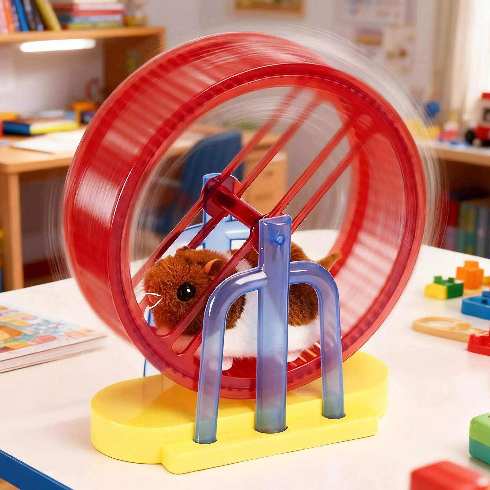 Electronic Pets Electronic Hamster Toy Interactive Simulation Plush Bunny Model With Stand Exercise Wheel Game For Dog Cat Girl