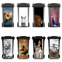 Funny Animal Printed Trash Can Mural Sticker Peel and Stick Outdoor Waterproof Garbage Bin Stickers