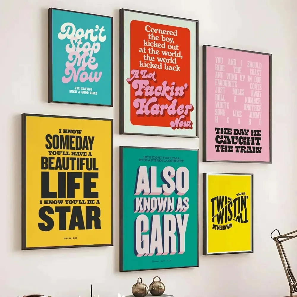 بساطتها الموسيقى الطباعة الفن الملصقات الوردي الألوان كلمات يقتبس الرسم على لوحات القماش الجدارية غرفة المعيشة ديكور المنزل