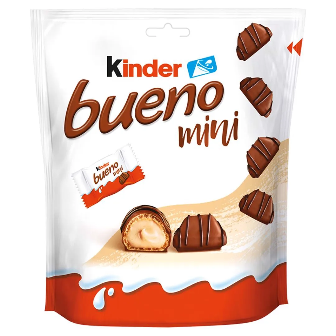 Kinder Bueno-Mini gofrera de Chocolate con leche, relleno de nogal, 108 g