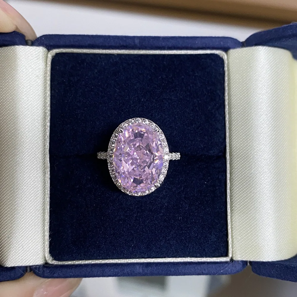 

Кольцо из стерлингового серебра S925 с крупным камнем в форме голубиного яйца, огранка «ледяной цветок», женское бриллиантовое кольцо, обручальное кольцо, роскошное, высококачественное