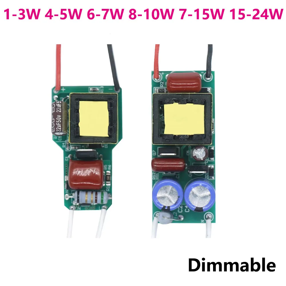 LED Dimmable Driver 1-3W 4-5W 6-7W 8-10W 7-15W 15-24W Power Supply AC220V Constant Current Voltage Control Lighting Transformers