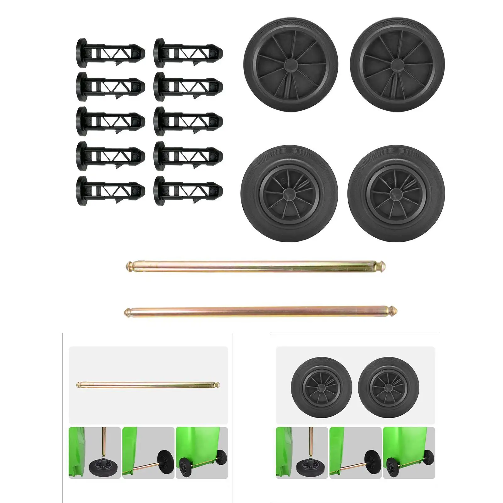 Hollow Shaft Components for Rubbish Bin Repair with Pulley Wheels And Accessories