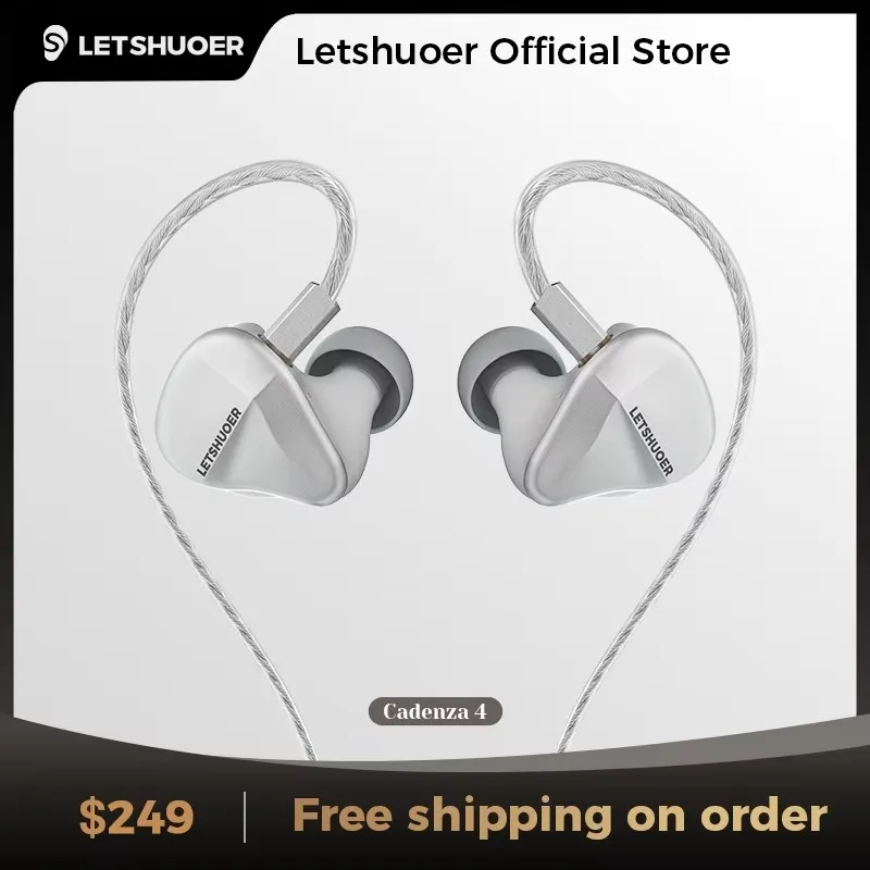 LETSHUOER Cadenza4 Wired IEM Hifi Earphones Beryllium Coated DD BA Hybrid High-Fidelity Monitoring In-Ear Monitor