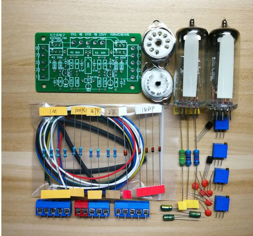 Dual 6E2 Tube Cat Eye Driver Board DIY Fluorescent Tube POWER Amplifier Volume Level Indicator Preamp