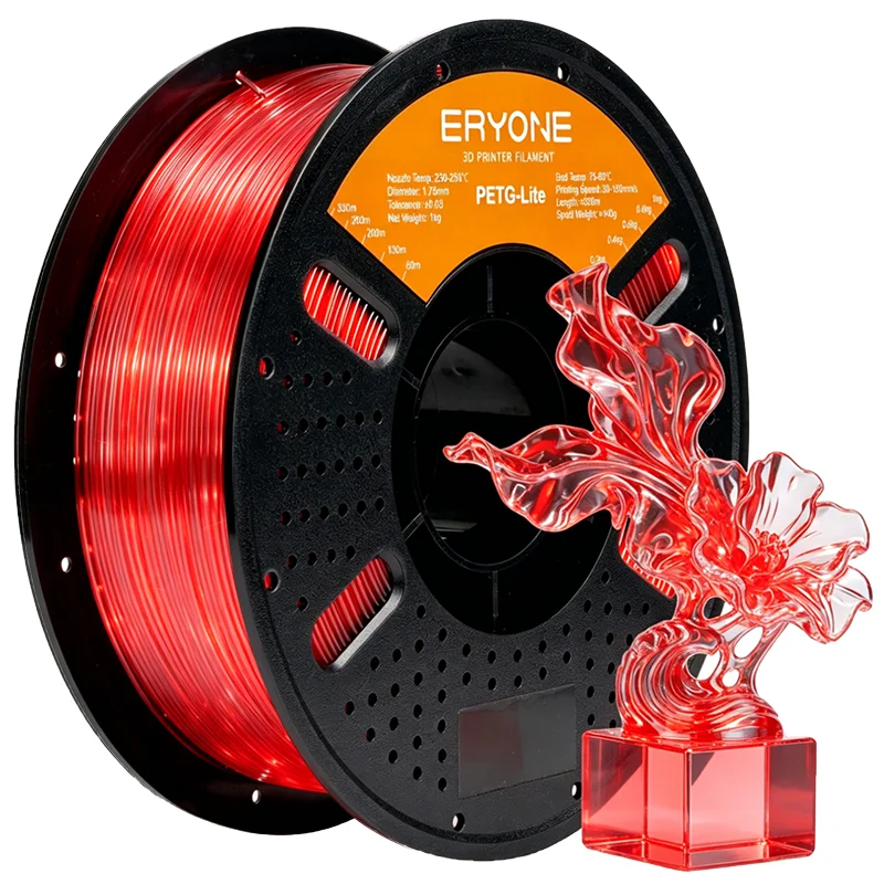 ERYONE 1KG PETG-Lite Filament 1,75mm, Leichtgewichtiges PETG 3D-Drucker Filament, Hohe Zähigkeit Geringe Verformung, 1kg Spule