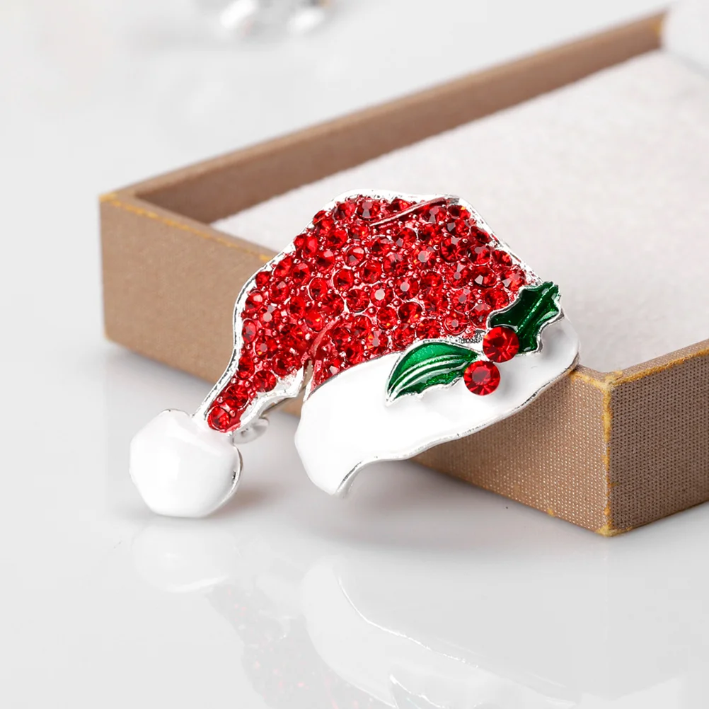 

2 Pcs Christmas Hat Pin Decorations Hats Shaped Like Brooch Santa Breastpin Badges