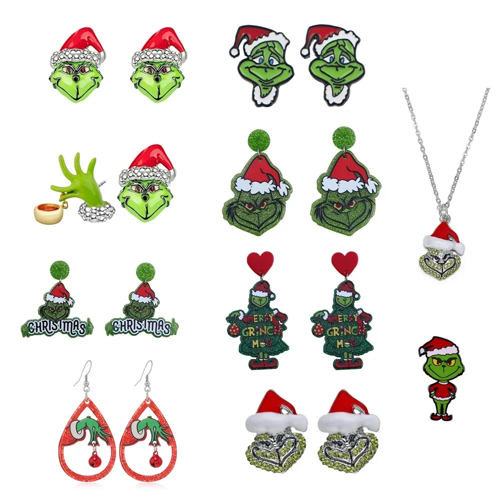 2024 Christmas Earrings Classic Cartoon Series Metal Acrylic Drop Earring for Woman Girl New Year Christmas Party Gift