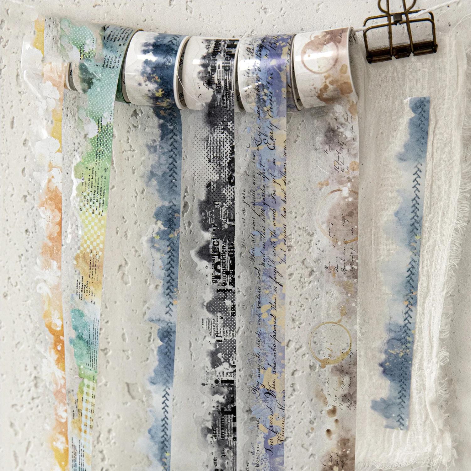 

Color Ink Word Language Series Vintage Watercolor Smudge Landscape PET Tape Creative DIY Journal Material Collage Stationery