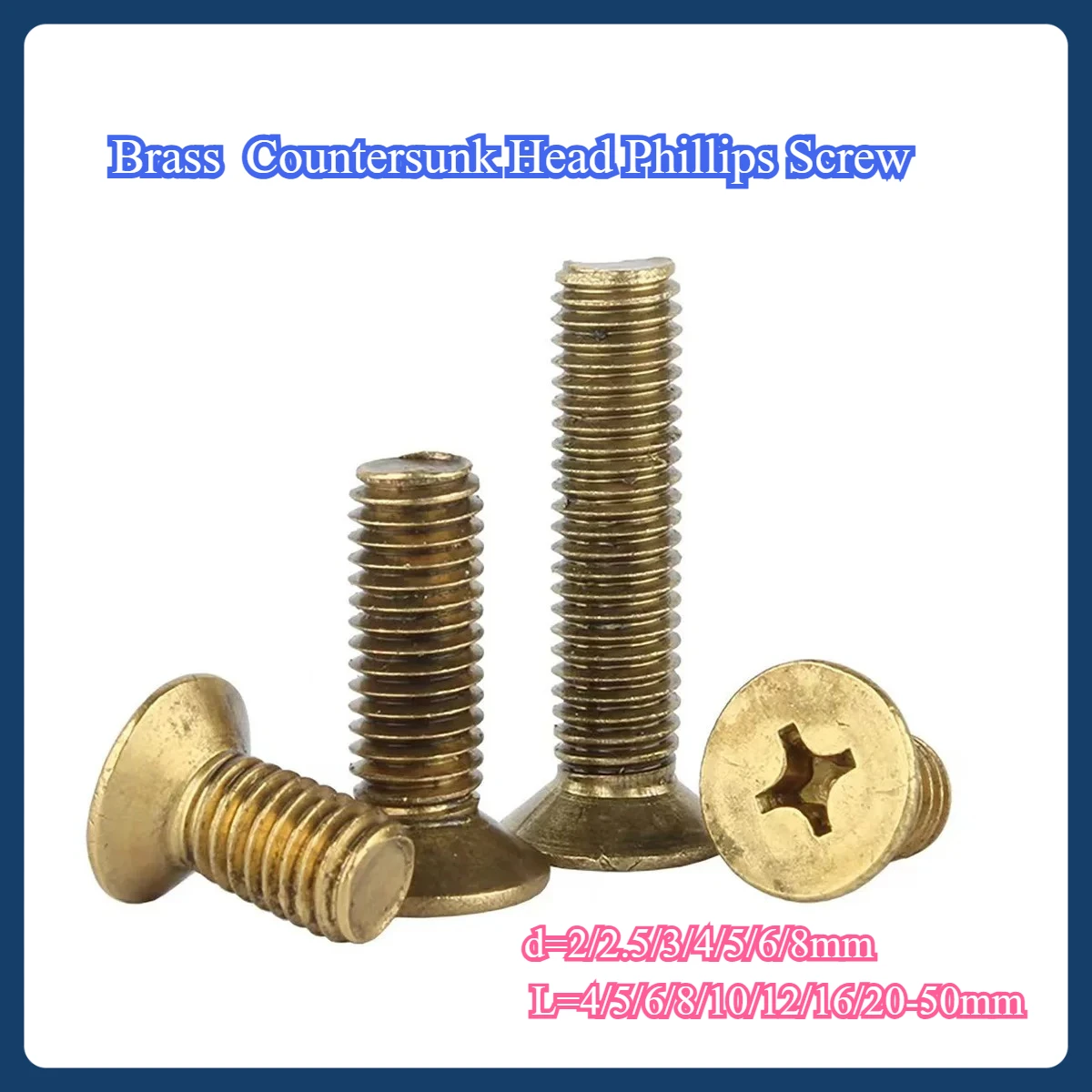 Brass  Countersunk Head Phillips Screw / Bolts M2-M8