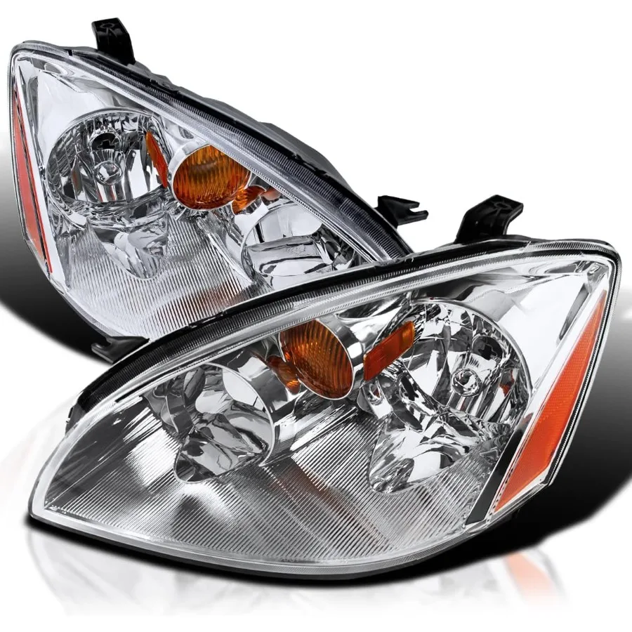 

Jdm Chrome Clear Headlights W Amber Reflector Compatible with 2002-2004 Nissan Altima L+R Pair Head Light Lamp Assembly