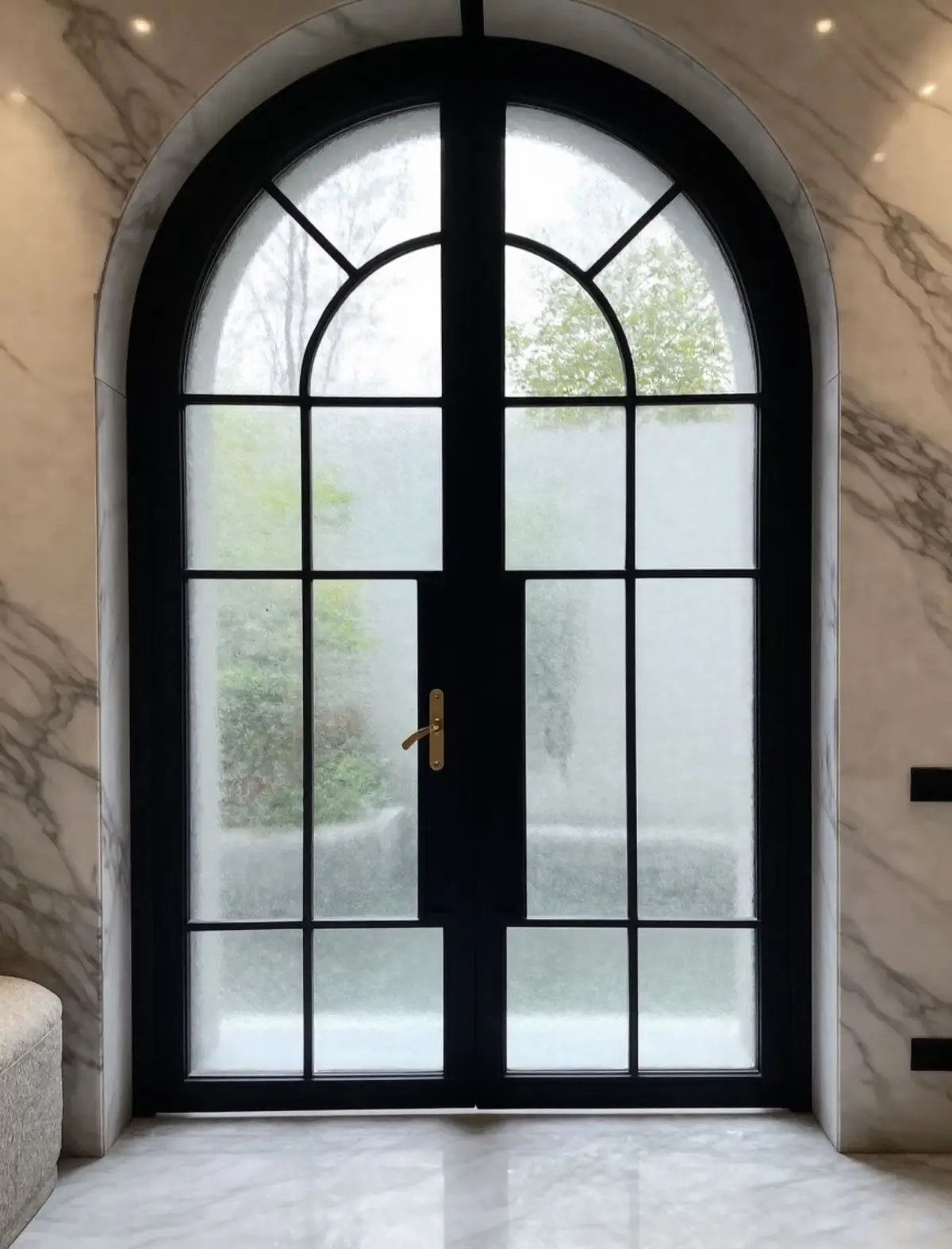 Villa Anodized Aluminum Alloy Frame Glass French Door Large Size French Double Doors Finished Product French Hinged Doors