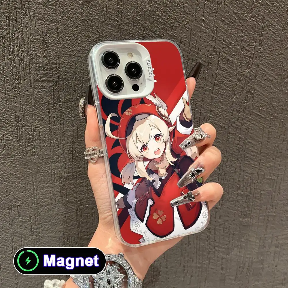 

Game GI Klee Phone Case for iPhone 17 16 15 14 13 12 11 X XR XS Air Pro Max Plus Colorful Silver Magnet Cover
