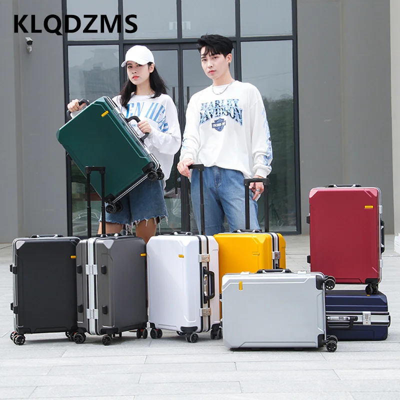 

KLQDZMS ABS+PC Suitcase Aluminum Frame Boarding Box Men's Business Trolley Case 20"22”24"26 Inch Password Box Women's Luggage