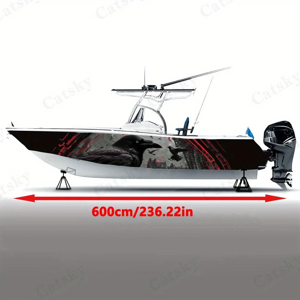 Mysterious Raven Boat sticker vinyl ship pontoon deck Boat fishing decorative pontoon boats decal