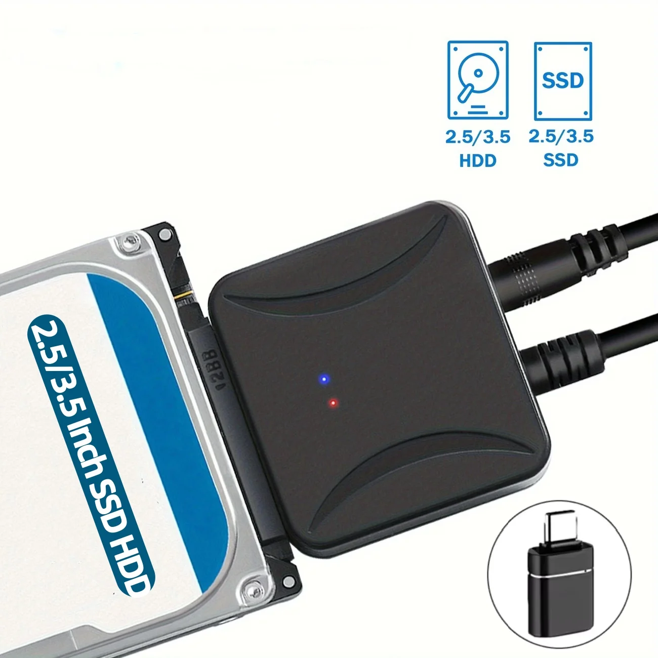 USB 3.0 to SATA Adapter with DC Power Port, SATA III to USB 3.0 External Hard Drive Converters for 2.5