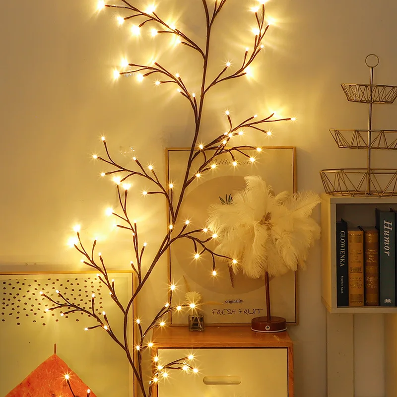 72LED/96LED Tree Branch Lamp USB Powered DIY Festive Tree Vine Light For Home Decoration  Willow Vine Lights