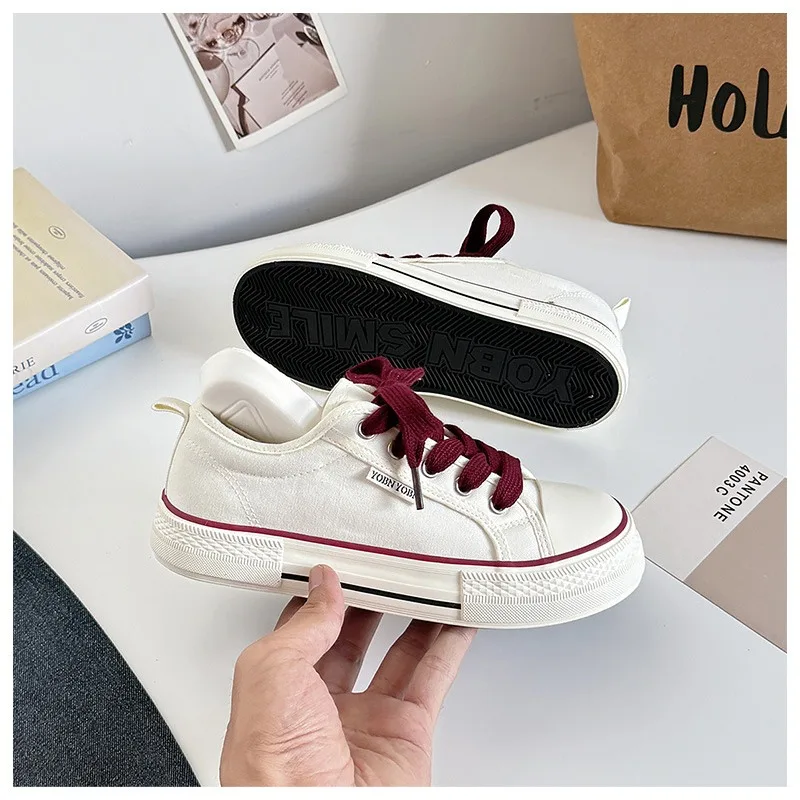 Women's Casual Canvas Shoes Flat Solid Colour Student Sneakers_voghion.com