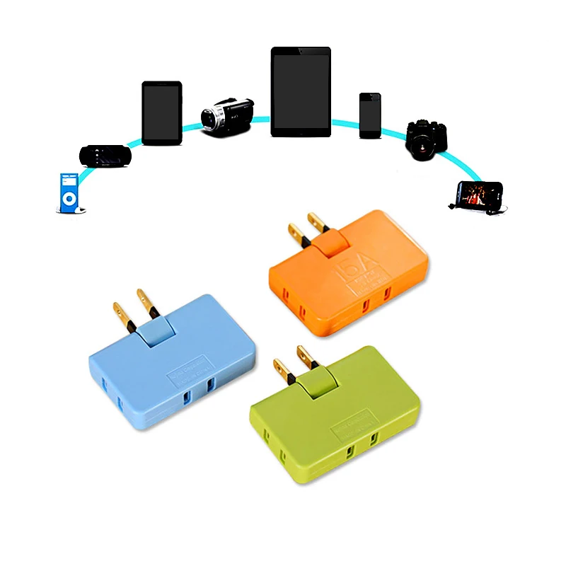 Universal 180 Degree Rotatable 1 Turn 3 Power Adapter Conversion Plug Travel Essentials Converter 125V Power Converter