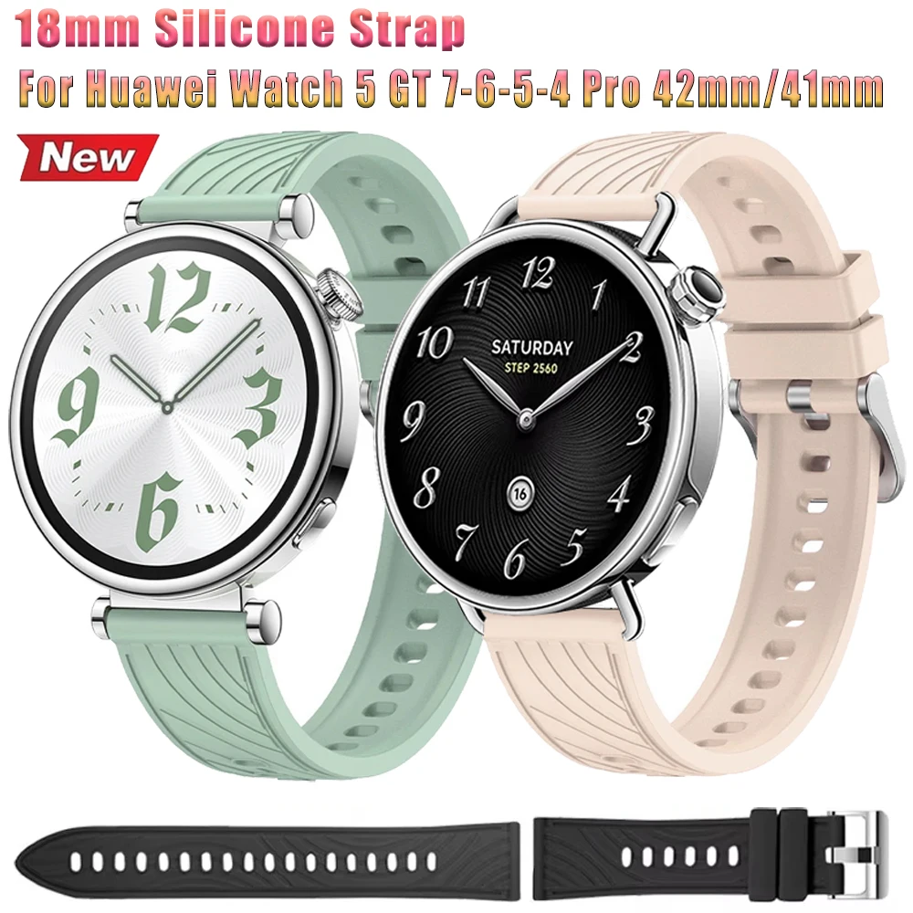 18mm Silicone Strap for Huawei Watch 5 GT 7-6-5-4 Pro 42mm/41mm Breathable Watchband for Xiaomi watch S4 41mm Replacement Correa