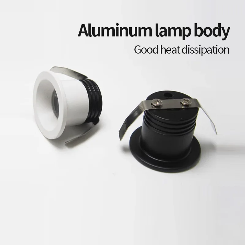 Lampu LED Mini Downlight 1W 3W 30-32mm ukuran lubang AC220V lampu tampilan perhiasan lampu langit-langit lampu sorot kabinet Tertanam hitam/putih