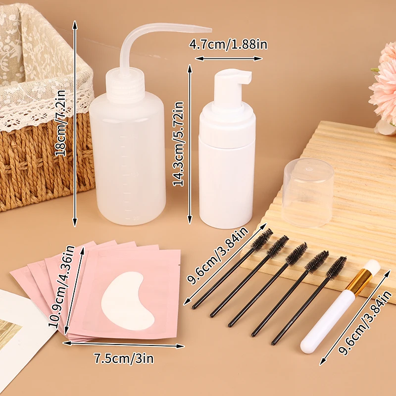 1/13Pcs Eyelash Extension Cleaning Kit Lash Shampoo Brush Soap Foam Washing Bottle Set Eyebrow Mascara Wand Eye Pad Patches