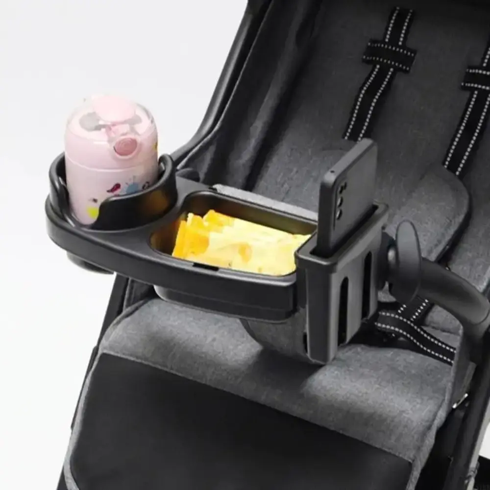 Universal Stroller Snack Tray 3 in 1 Stroller Cup Holder with Phone Holder Flexible Arms Grip Stroller Tray Attachment Organizer - view 2