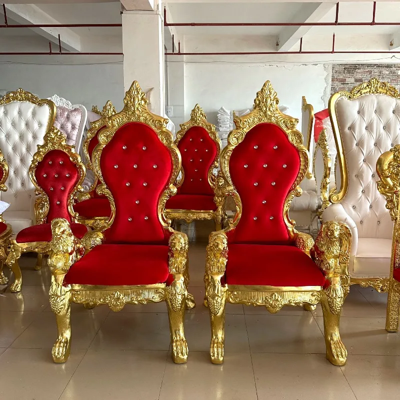 European Princess Chair Hotel Clubhouse Decorative Chair, Light Luxury High Back Chair Big Lion King Chair Queen Solid Wood Seat