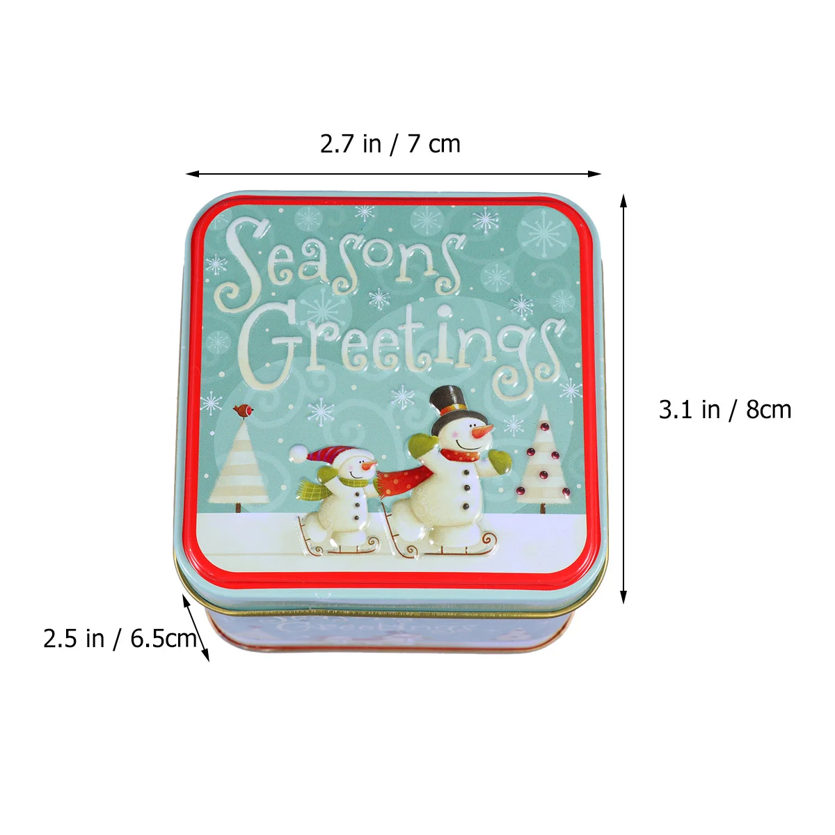 5 Pcs Square Candy Tin Boxes Tinplate Smooth Edges Christmas Gift Storage Container for Cookies Treats Holiday Decor