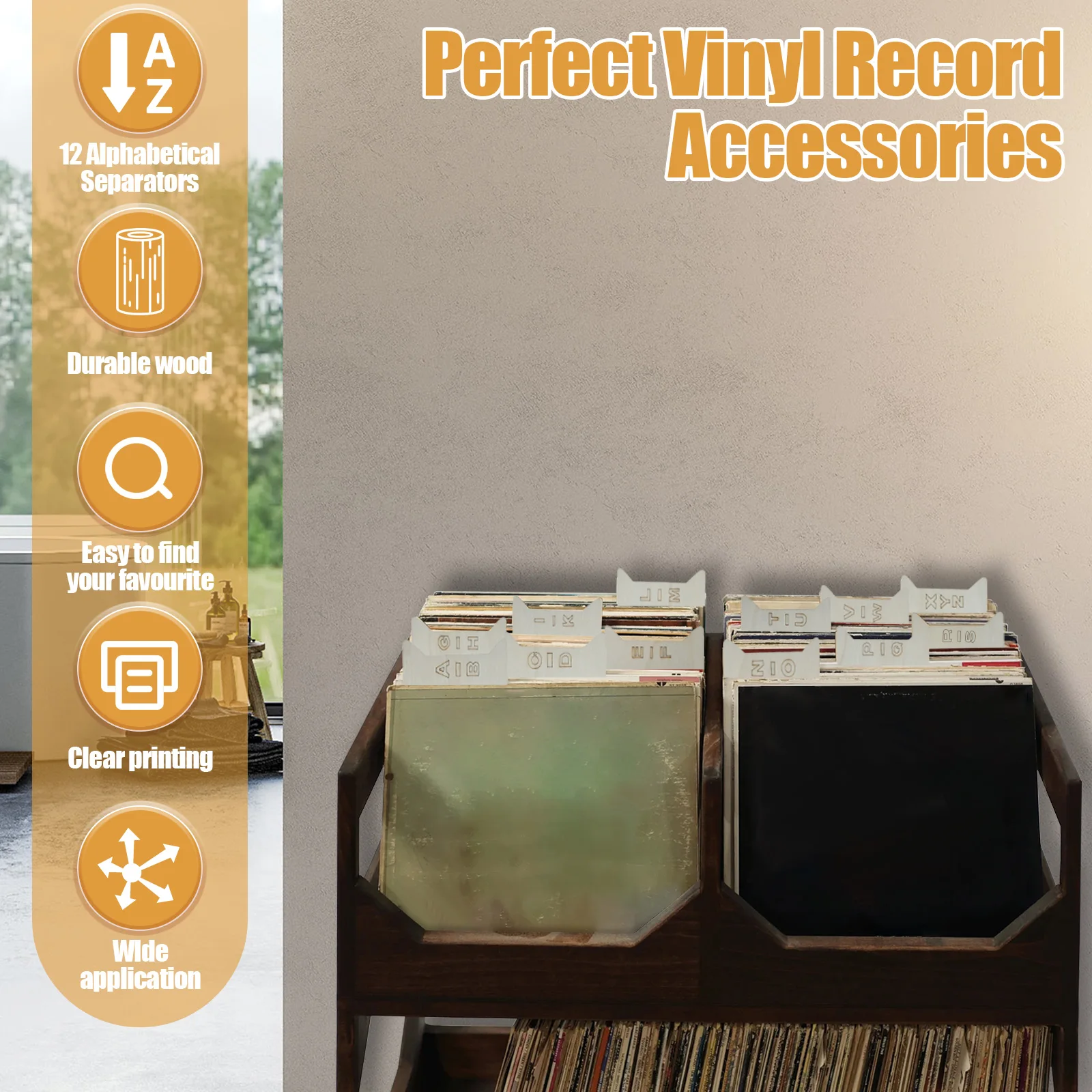 12Pcs Vinyl Record Dividers Alphabetical A-Z Record Dividers Record Storage Dividers Record Holder Record Dividers Album CD