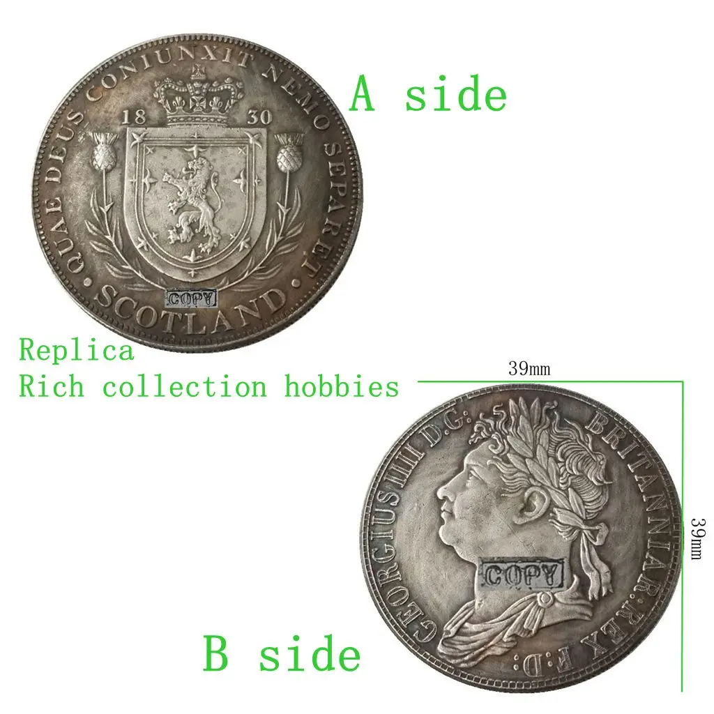 

Copy 1830 Scottish Flag Decoration Commemorative Old Coin Antique Craft Silver Dollar Jewelry Emblem