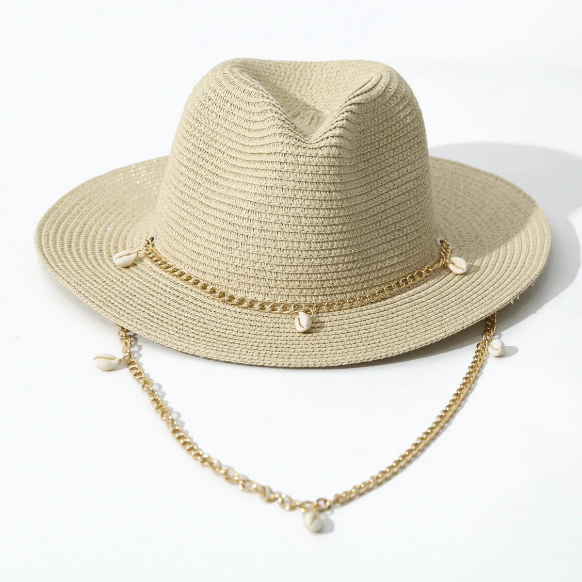 Shell Decor Ins Beach Straw Hat, Шляпа украшенная раковиной, Summer Sun Cap