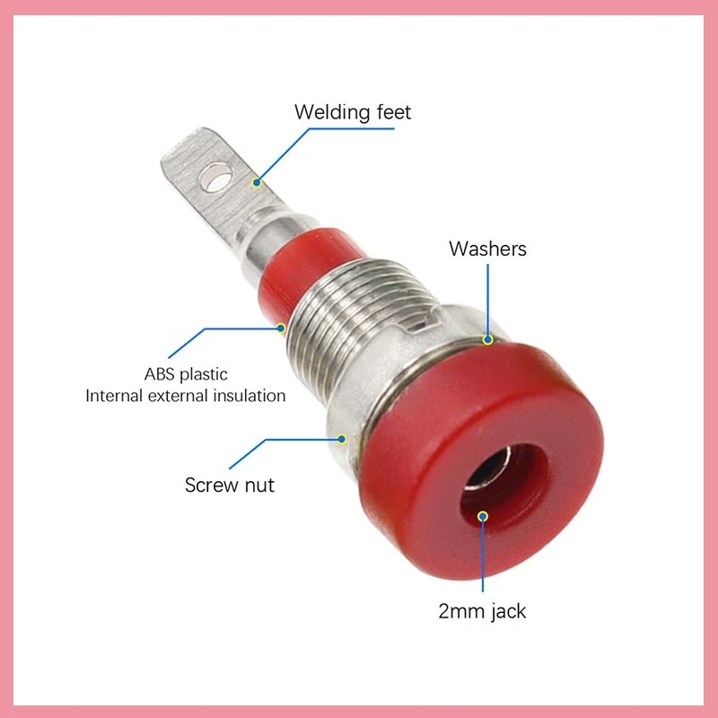 2mm Brass Binding Post Banana Female Hole Jack Panel Mount Test Electrical Connector Pure Copper Insulated Power Terminal B6