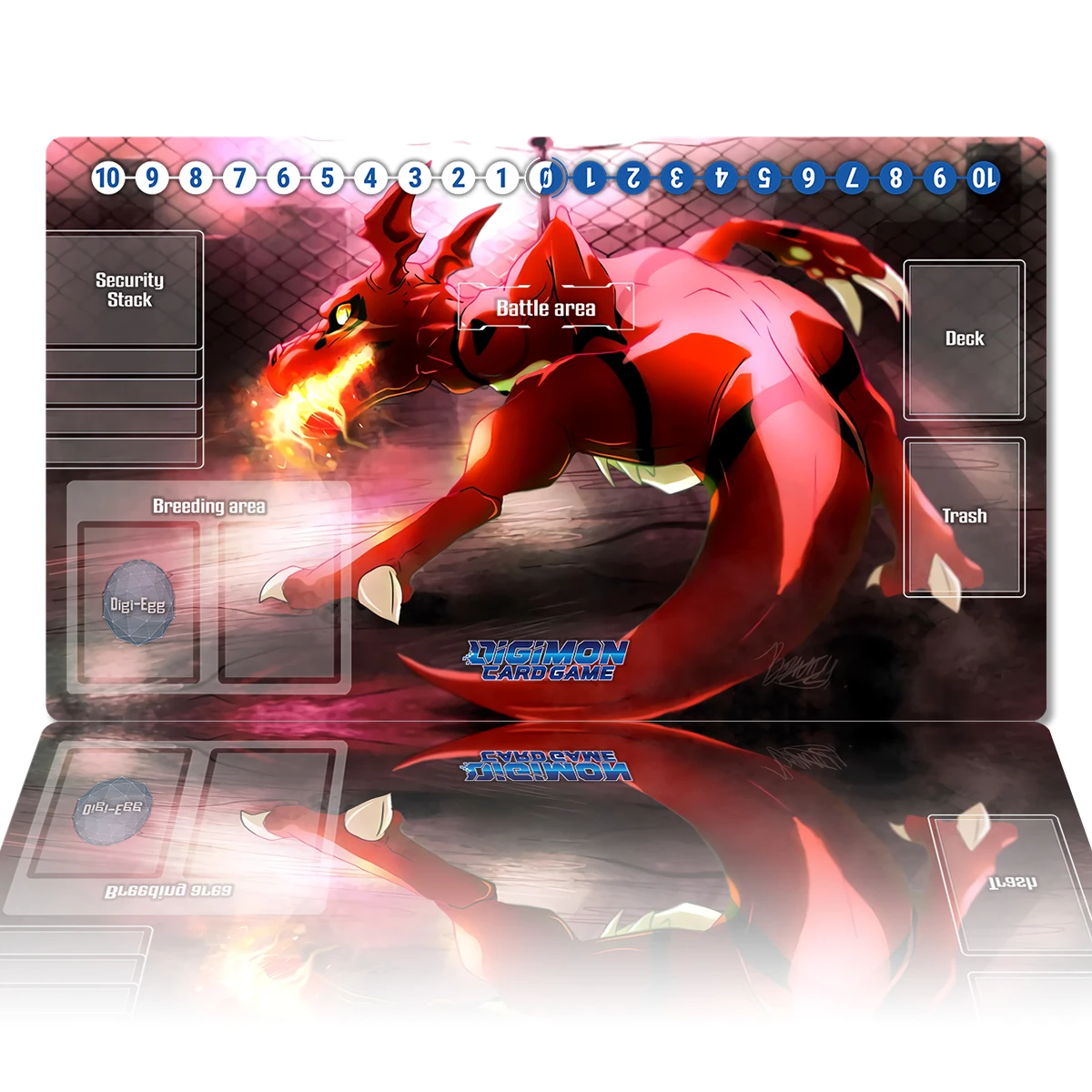 Digimon Playmat Guilmon DTCG CCG Board Game Trading Card Game Mat Anime Mouse Pad Custom Desk Mat Gaming Accessories Zones & Bag