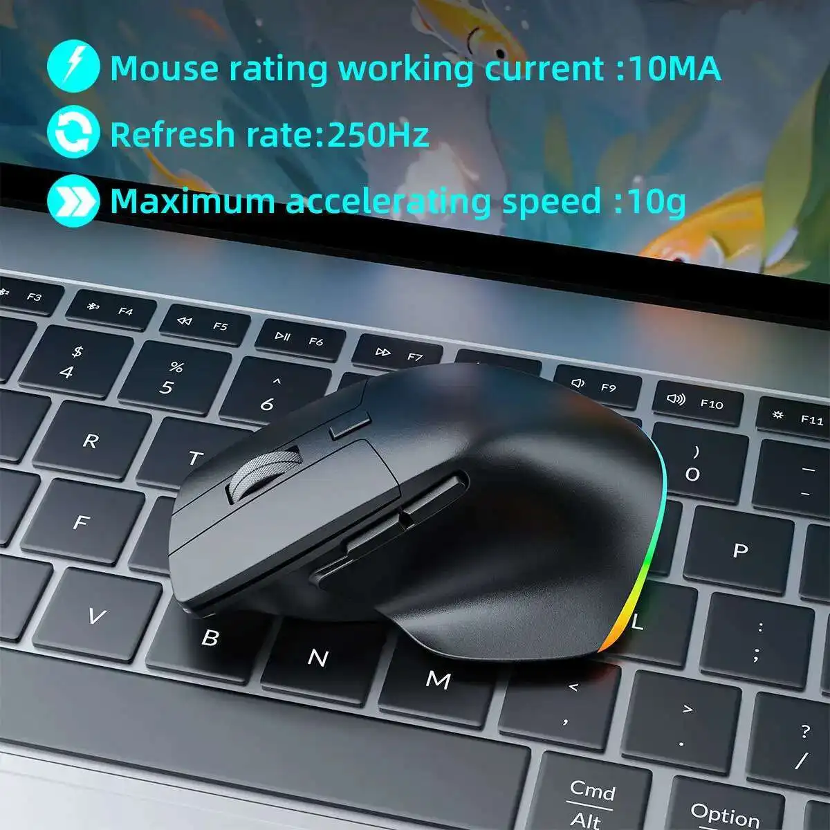 2.4G بلوتوث لاسلكي ثلاثي الوضع ماوس عمودي بيئة العمل الألعاب البصرية RGB مضيئة الكمبيوتر USB شحن 1600 ديسيبل متوحد الخواص الكمبيوتر المحمول الفئران