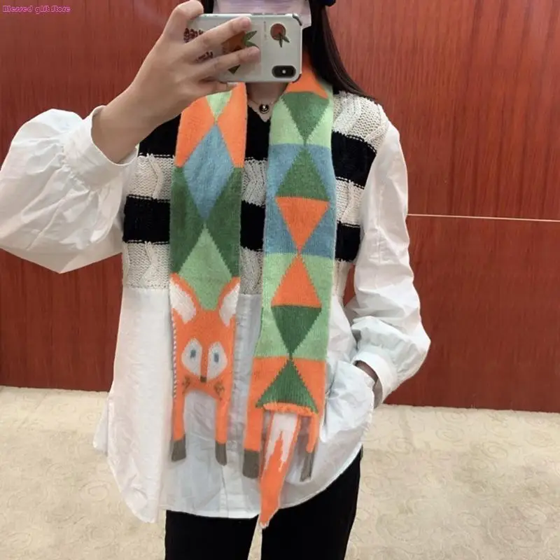 D0JC Fashionable Tail Detail Neck Scarf Warm Knitted Scarf for Girls Boys Women Comfortable Neck Warmer for Chilly Season
