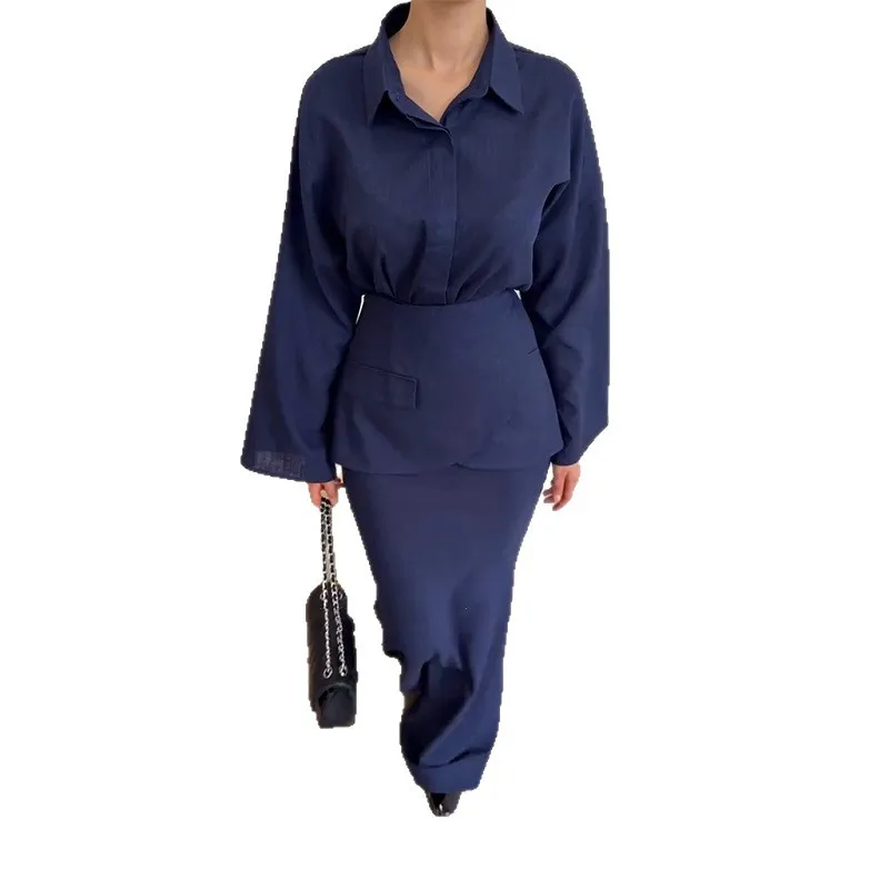 2025 Autumn Women's Temperament Fashion Lapel Long Sleeve Slim Dress Three-piece Suit image 5