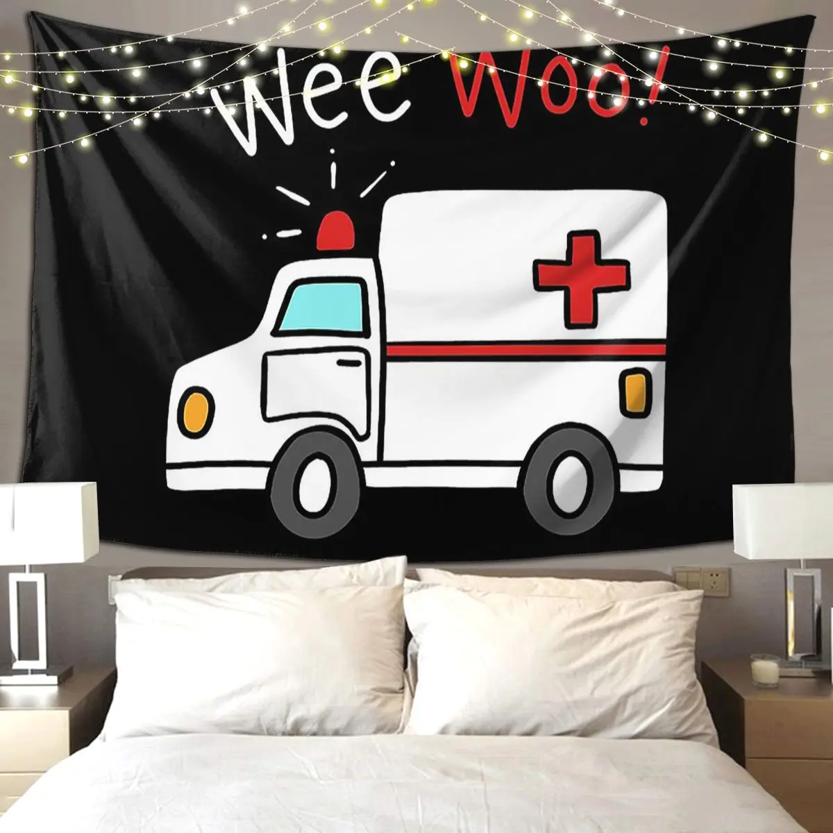 Paramedic Ambulance Tapestry Funny Wall Hanging Aesthetic Home Decor Tapestries for Living Room Bedroom Dorm Room