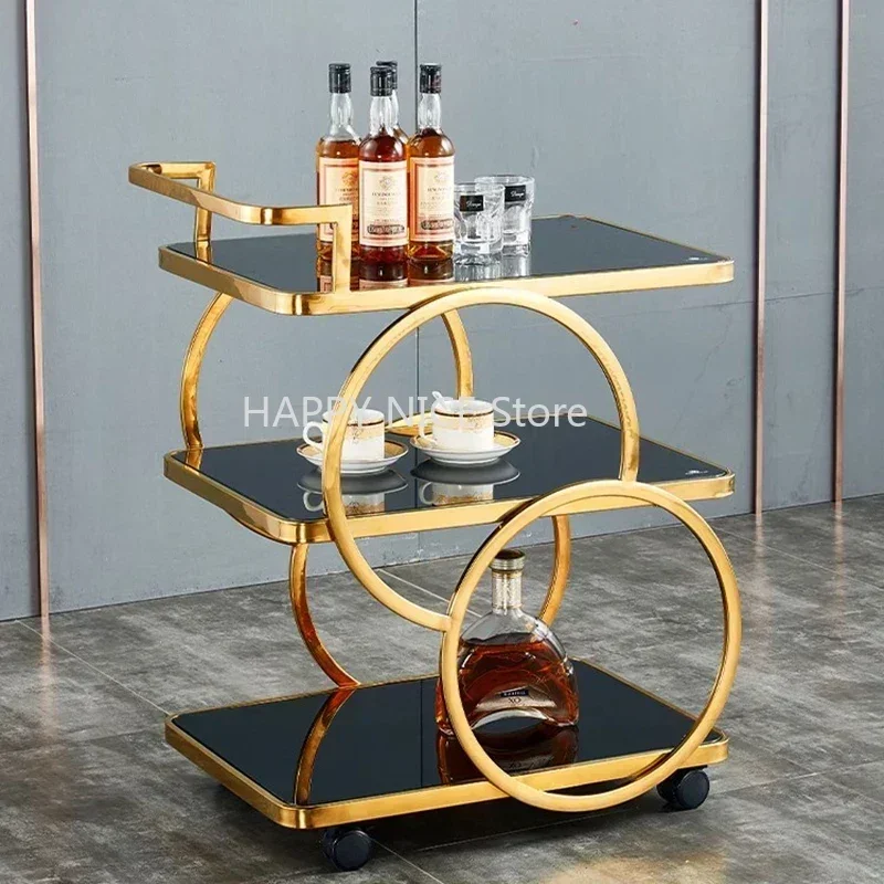 Rolling Bar Tables Trolley Kitchen Chariot Metal Wine Rack Serving Rolling Trolley Sideboards Shelf Archivadores Hotel Furiture