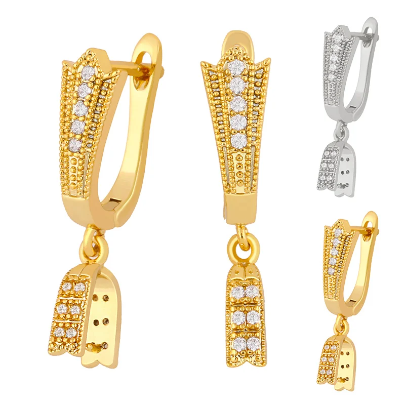 OCESRIO Gold Handmade Bead Big  Zircon Earrings Hooks For Women With Crystal Boho Hollow Out  Jewelry erha065