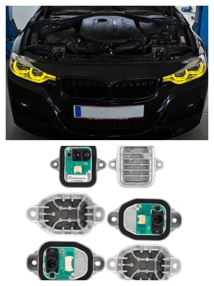 BMW 3シリーズ用LEDカーヘッドライト,エンジェルアイ,明るい黄色,f30