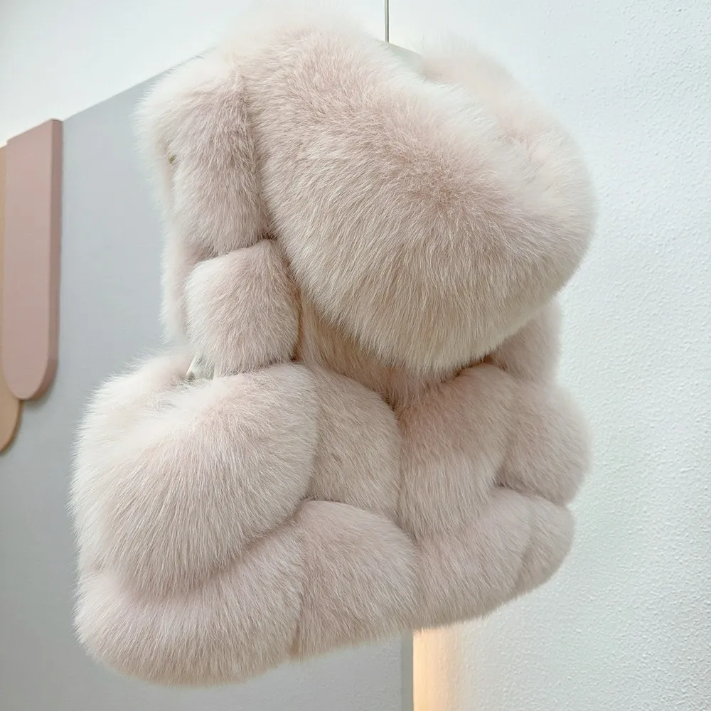 سترة فرو الثعلب، معطف فرو قصير بغطاء للرأس للسيدات 2025، سترة، كتف علوي